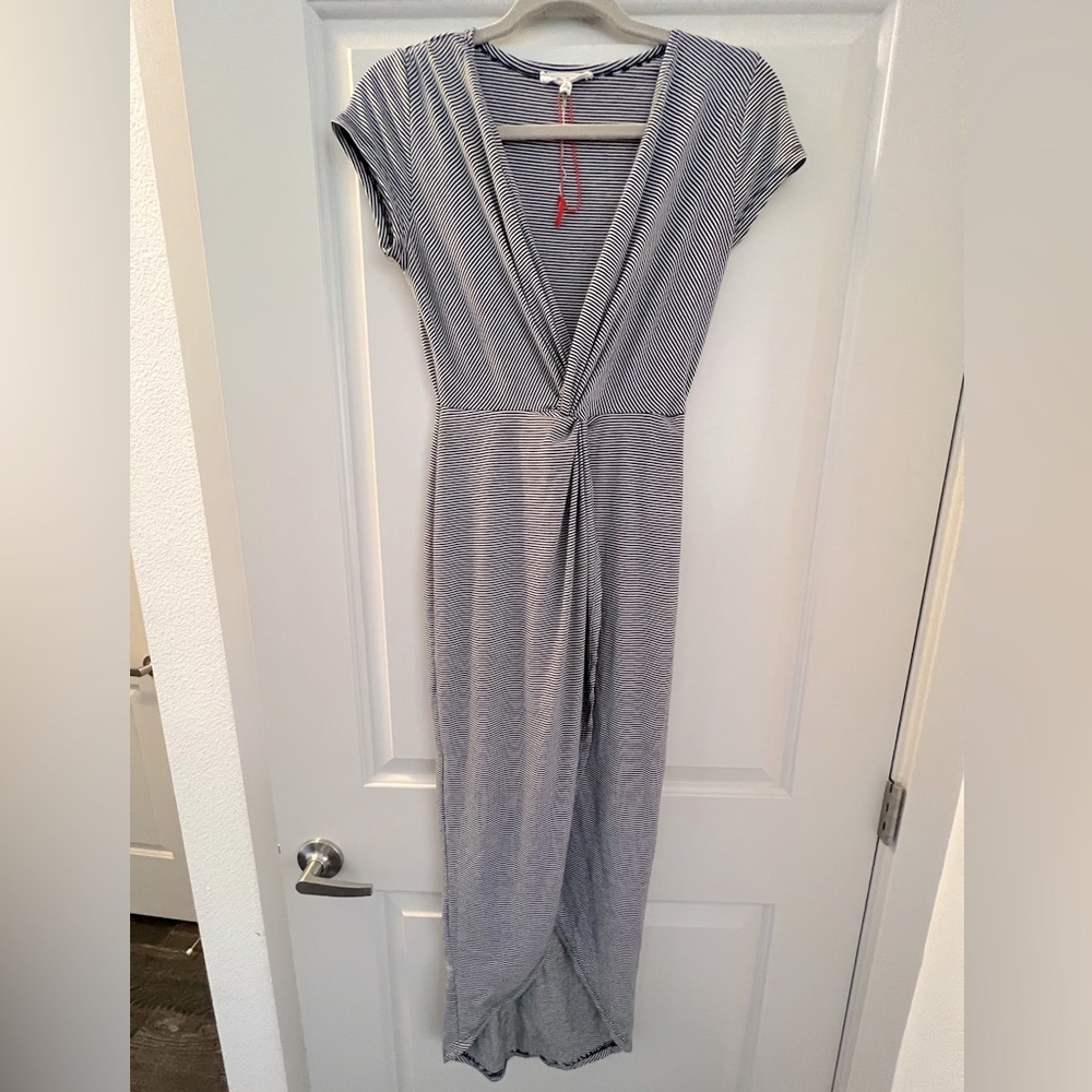 Black and white striped Hi-Lo midi dress- Size Small